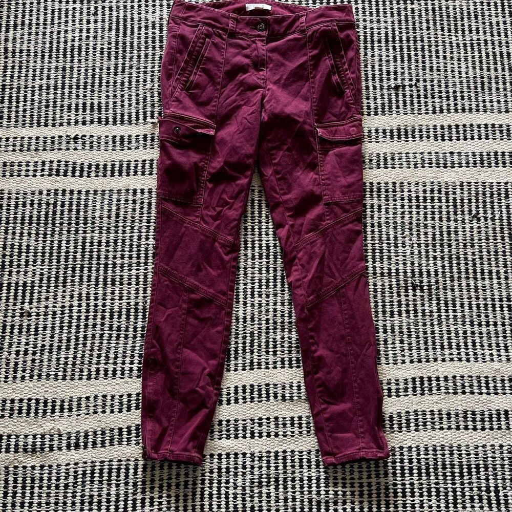 Ann Taylor Loft Size 2 Burgundy Cargo Pants skinny cargo